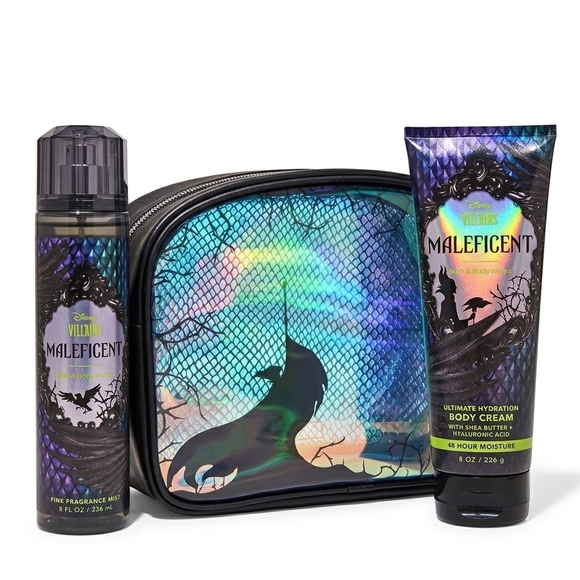 Bath & Body Works Maleficent Set with Iridescent Cosmetic Bag Cream Mist